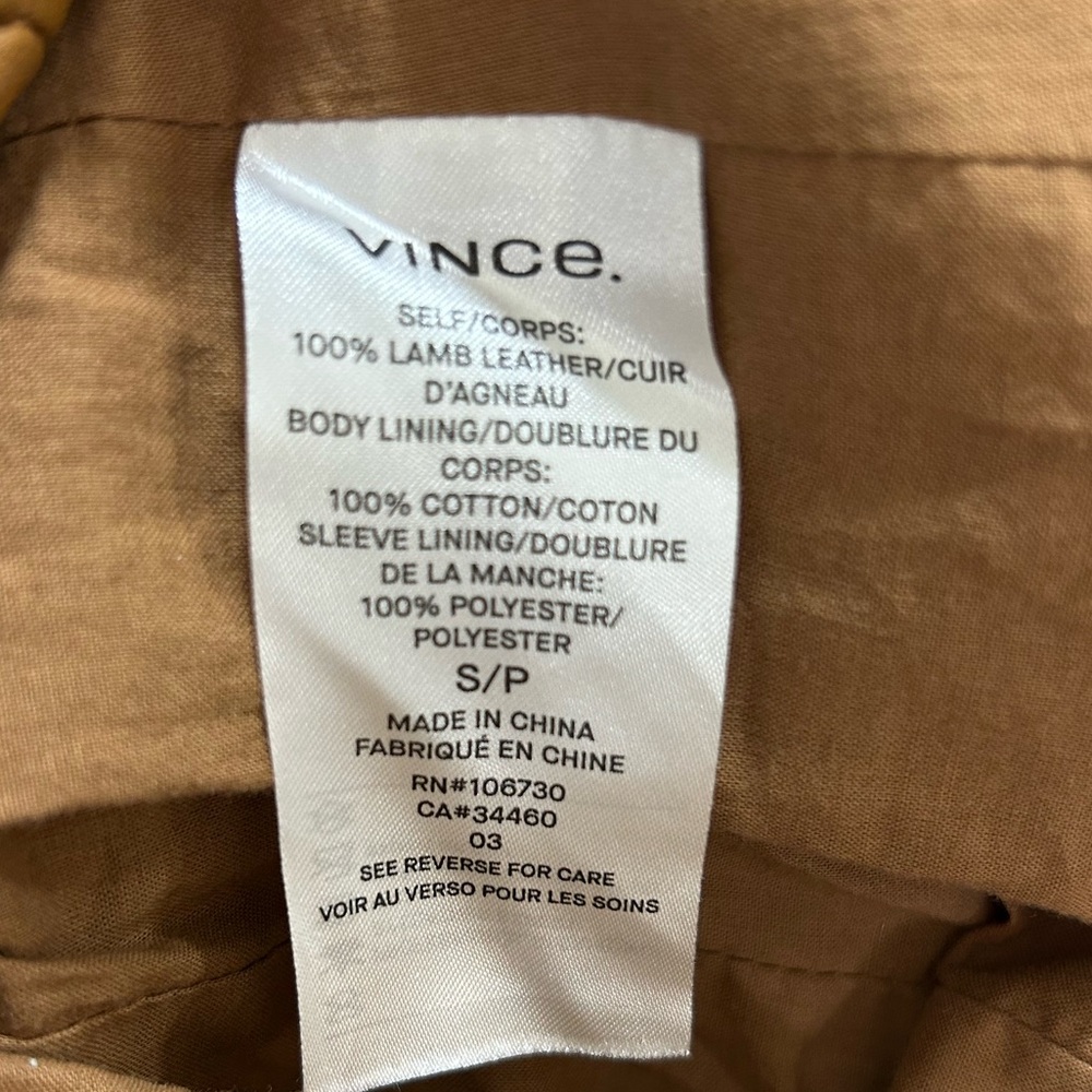 Vince chestnut Brown 100% Leather Jacket - Picture 8 of 10